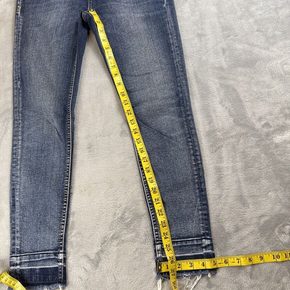 Miss Me Junior's Size 27 Ankle Skinny Jeans Dark Wash Raw Hem  27x27 - Picture 5 of 10